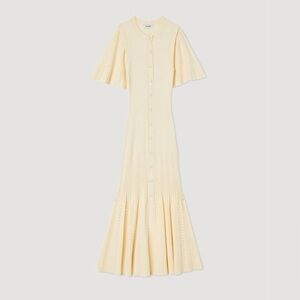 Sandro Menia knit yellow midi dress
